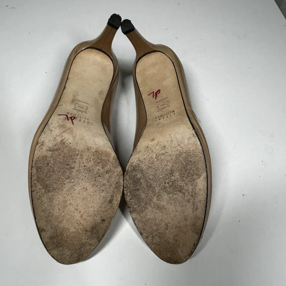 Stuart Weitzman Annabelle Adobe Aniline Pumps Size 8.5 Heels Patent Leather Nude
